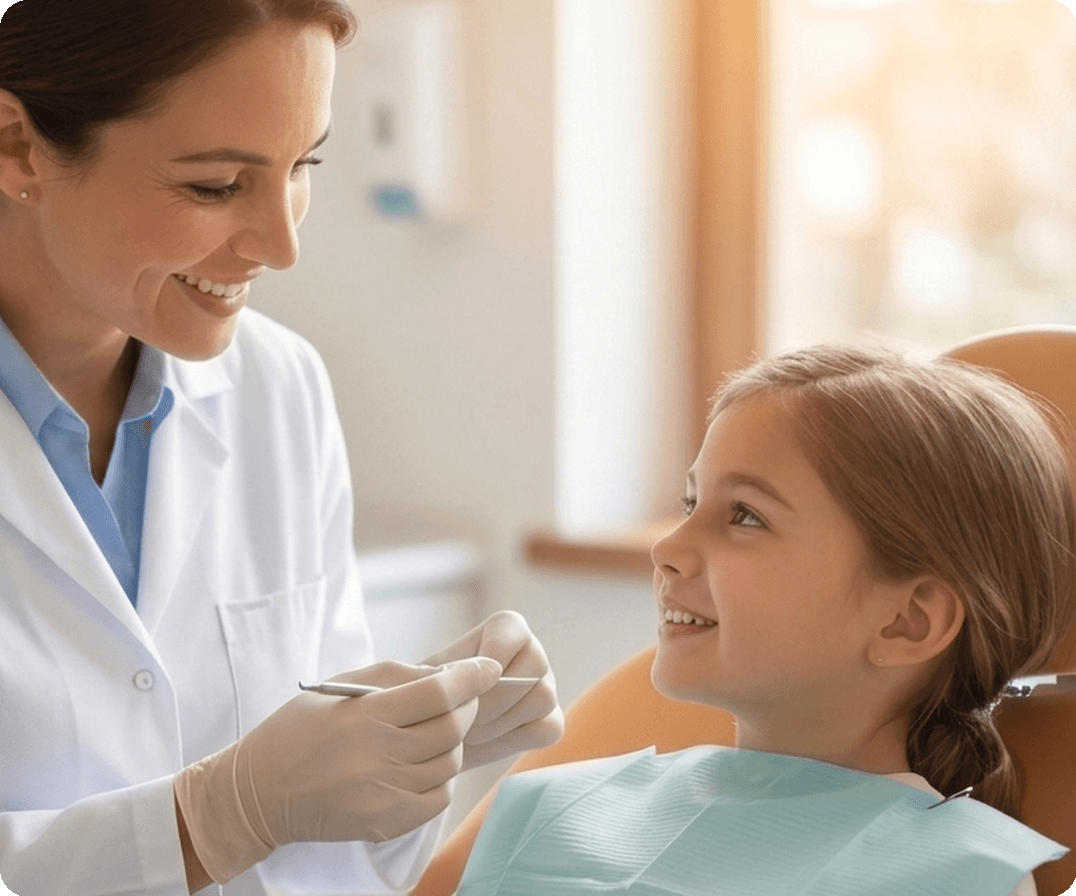 Visita odontoiatrica professionale con bambina - 50 anni di esperienza ISASAN